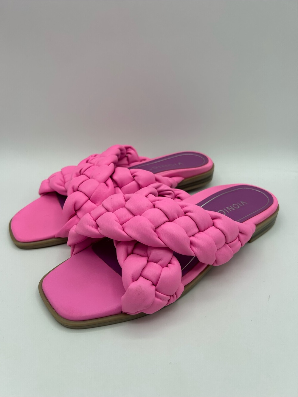 Vionic Kalina Bubblegum Pink Braided Women’s Slide Slip On Sandals Size 9